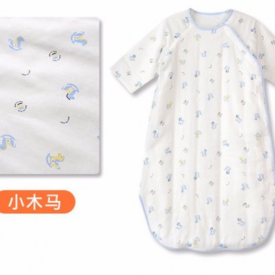 朋鸿雅贝比的宝宝纯棉纱布睡袋是彩用纯棉纱布为原材质，是一款高品质睡袋