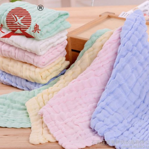 水洗纱布方巾 六层纯棉纱布 无荧光带包边带挂扣婴儿口水巾 30*30图3