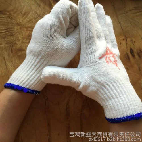 福安特漂白毛纺棉纱线手套 劳保防护手套图3