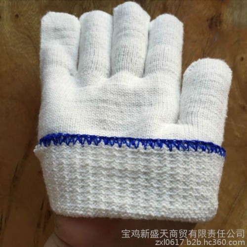 福安特漂白毛纺棉纱线手套 劳保防护手套图2