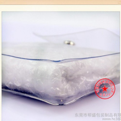 广东胶袋包装厂家定制PVC风琴纽扣袋 沐浴露套装袋 PVC化妆品胶袋图2