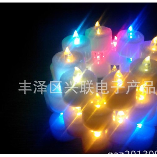 七彩电子蜡烛，照明灯饰纽扣电池蜡烛小纽扣电子灯led蜡烛灯图2