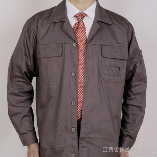 春秋夹克工装 薄型纯棉纱斜长袖厂服工作服 汽修电焊工程劳保服图2