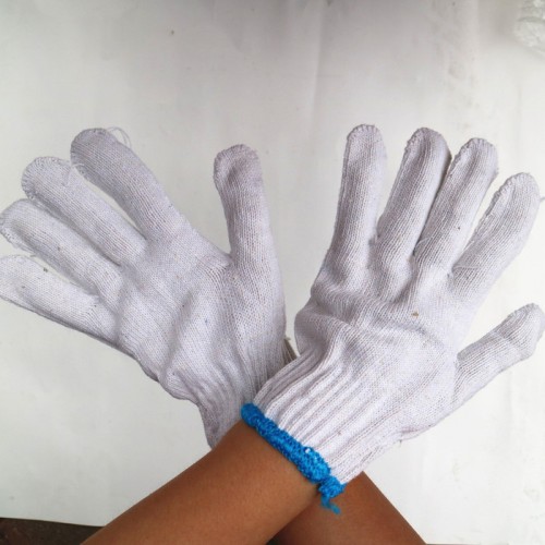 **500克灯罩棉电脑十针加密耐磨加厚蓝边线手套**棉纱工业普通劳保手套