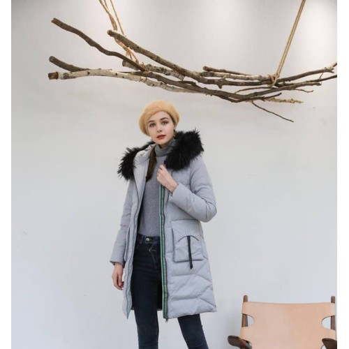 批发女装真大毛领长款羽绒服女长过膝加厚加长奢华修身超长版折扣女装、品牌女装、女装批发、派克服、羽绒服图2