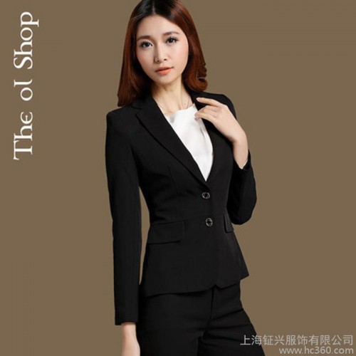 供应钲兴ZX-588爆款2016女士两扣西装职业装套装白领工作服修身款量身定做 爆款2016女士西服图1