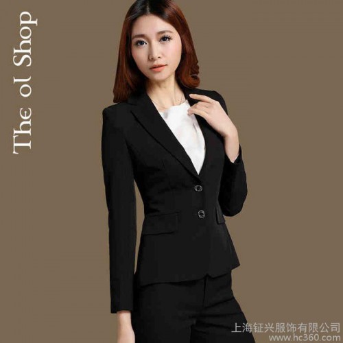 供应钲兴ZX-588爆款2016女士两扣西装职业装套装白领工作服修身款量身定做 爆款2016女士西服图3
