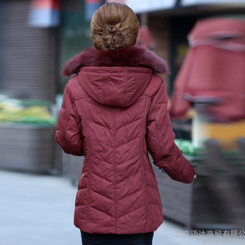 圣羽博雅2013妈妈装 加厚大码中长中老年羽绒服女 **毛领图2
