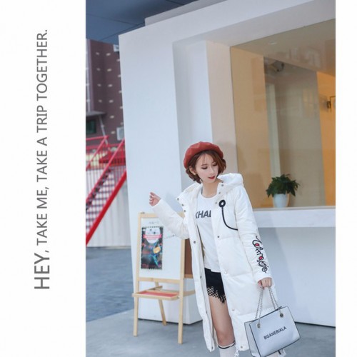 羽绒服2018秋冬中长款韩版修身气质宽松大码外套女图4