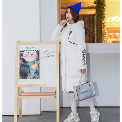 羽绒服2018秋冬中长款韩版修身气质宽松大码外套女图2