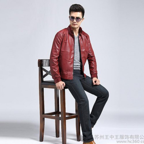2016春款男式韩版潮款真皮皮衣 立领时尚休闲皮外套图1