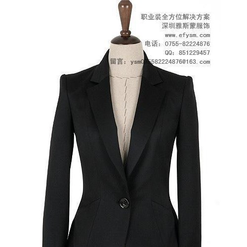 韩版女式西装黑色 收腰显瘦 透气舒适 专业定制西装雅斯蒙工作服图1