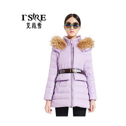 艾尚雪2015新款羽绒服女中长款貉子大毛领时尚修身秋冬外套27221图4