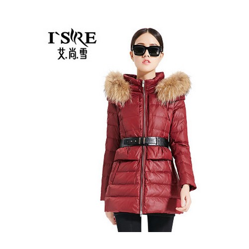艾尚雪2015新款羽绒服女中长款貉子大毛领时尚修身秋冬外套27221图6