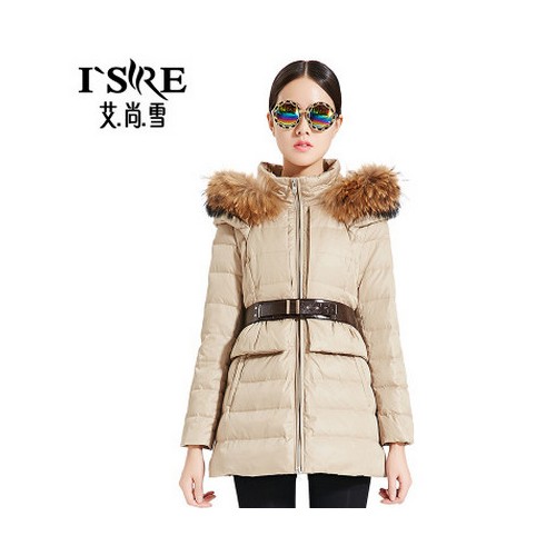 艾尚雪2015新款羽绒服女中长款貉子大毛领时尚修身秋冬外套27221图2