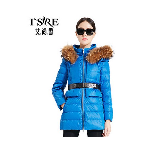 艾尚雪2015新款羽绒服女中长款貉子大毛领时尚修身秋冬外套27221图7