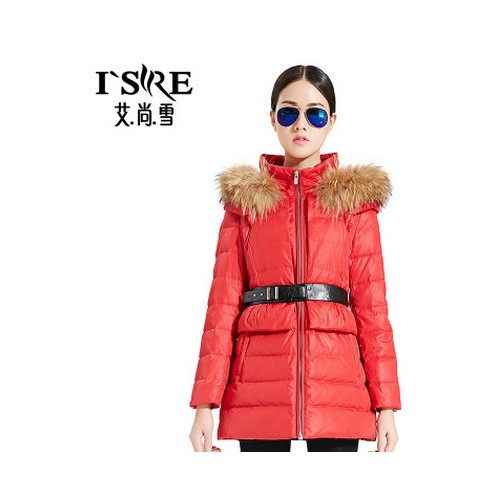 艾尚雪2015新款羽绒服女中长款貉子大毛领时尚修身秋冬外套27221图5