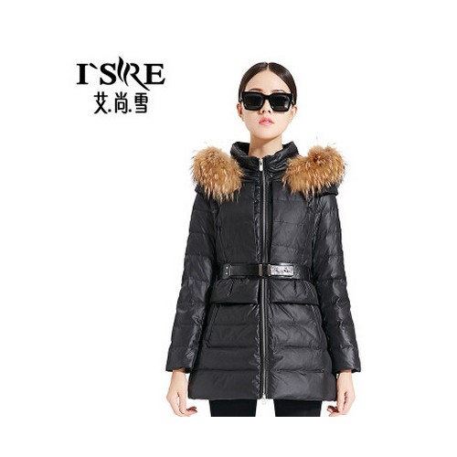 艾尚雪2015新款羽绒服女中长款貉子大毛领时尚修身秋冬外套27221图8