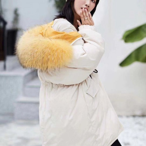 西哲中长款大毛领羽绒服折扣女装大品牌剪标尾货图2