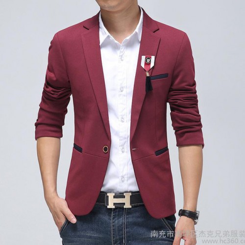 15春新款男士单西装外套韩版修身小西装图3