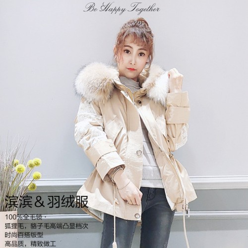 时尚品牌折扣毛领羽绒服女装滨滨厂家现货渠道图1