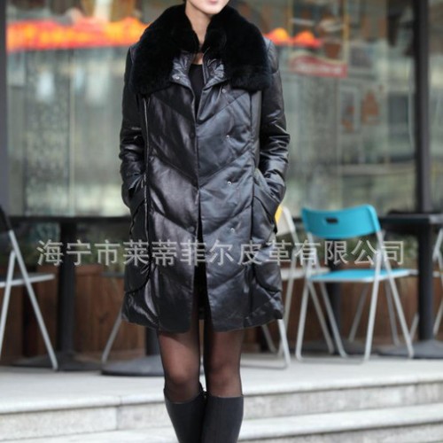 皮衣，真皮，羽绒服，皮衣羽绒服，獭兔毛领。图2