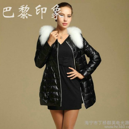 2013新款特价 绵羊皮皮衣  **毛领  真皮皮衣女图3