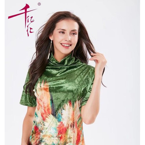 千亿汇丝绒短T恤女装折扣库存批发广州明浩进货渠道图4
