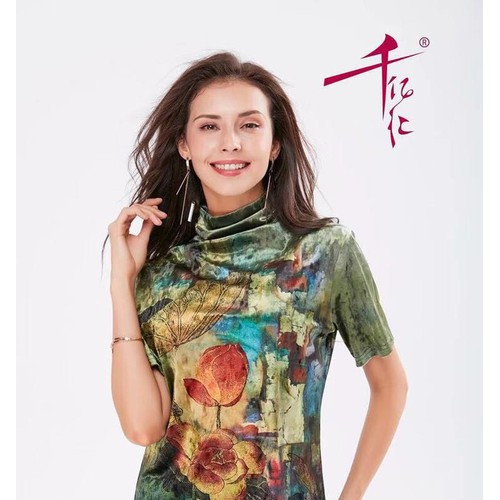 千亿汇丝绒短T恤女装折扣库存批发广州明浩进货渠道图2