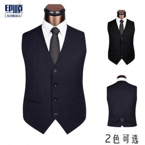 韩版商务西装修身马甲男士西装马甲西服马甲修身英伦背心黑色马夹 商务西装马甲图2