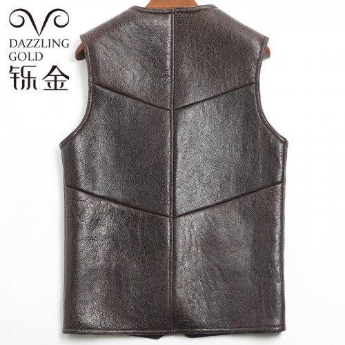 2019冬季进口皮毛一体V领马甲羊皮衣男款加厚马夹羊羔毛坎肩背心图3