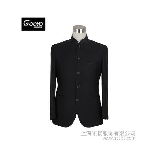 供应GooYo黑色立领中年休闲商务修身男士西装图1