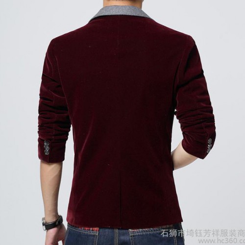 新款男士西服海澜之家修身韩版拼接小西装外套时尚休闲秋冬潮图2