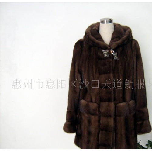 进口皮草外套 皮草 惠州皮衣加工厂 带帽貂皮大衣 0929