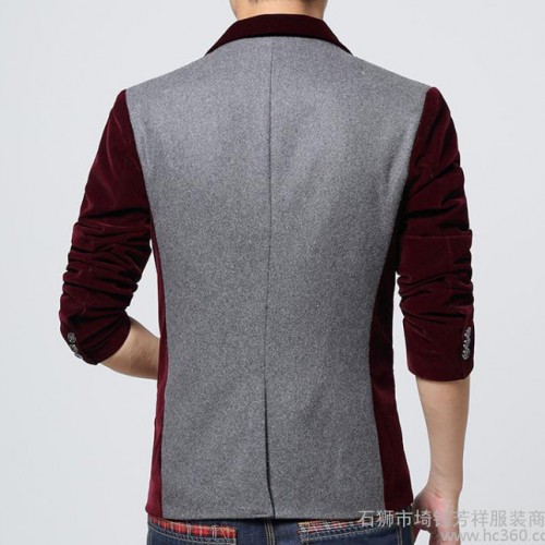 海澜之家男士休闲小西装外套修身韩版拼接西服时尚秋冬装男潮图2