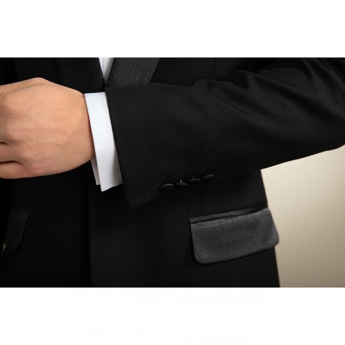 供应男士黑色婚庆西装礼服青果领相拼婚庆礼服图3