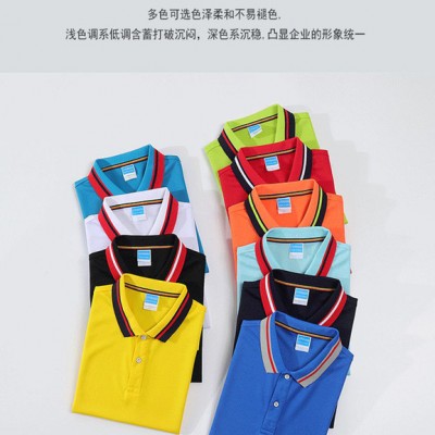 厂家定制POLO衫印logo翻领T恤广告衫班服文化衫订制工作服印字图