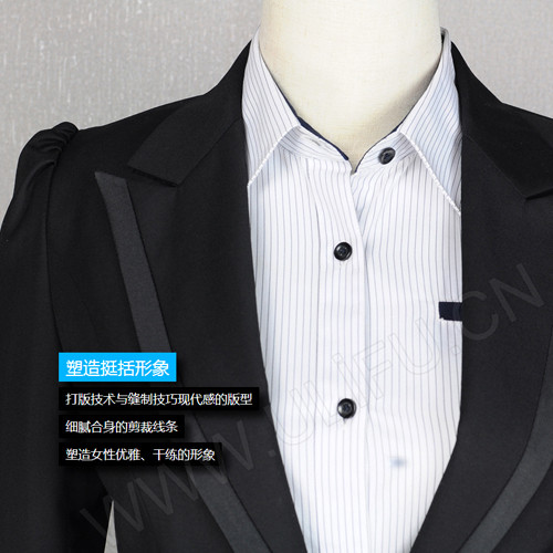 西装现货批发 西服订制 女士尖领黑色西装图3