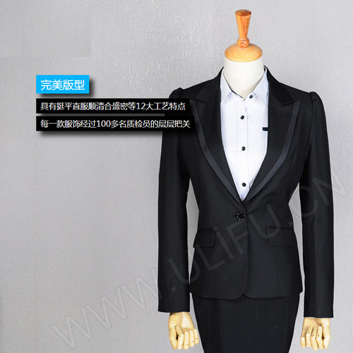 西装现货批发 西服订制 女士尖领黑色西装图2