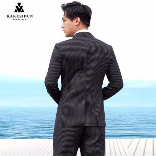 KAKESIDUN男士西服套装两件套新郎伴郎结婚礼服正装夏季英伦风修身休闲西装图5
