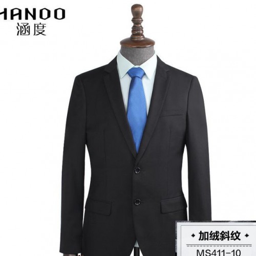 秋冬全加绒外套加厚保暖白领男西服套装商务职业韩版修身免烫西装图3