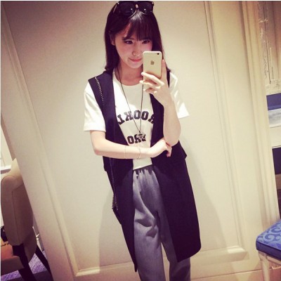 2015春季新品女装时尚马夹韩版百搭中长款休闲款西装马甲外套
