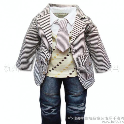 蜗牛宝贝新款春季童装小西装男童童套装三件套四季青**童装批发图2