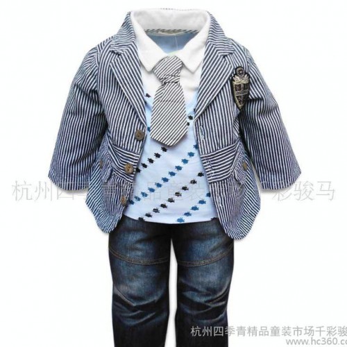 蜗牛宝贝新款春季童装小西装男童童套装三件套四季青**童装批发图1