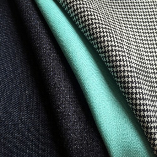 休闲 精纺毛涤弹力西装面料 混纺西服面料图1