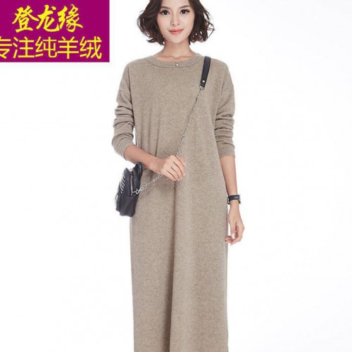 羊绒衫女100纯山羊绒冬季连衣裙一件代发女装毛衣女档口爆款图2
