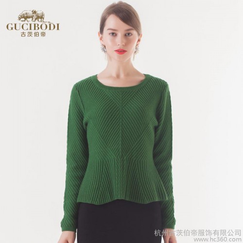 阿兰花羊毛针织毛衣女套头修身加厚毛衣纯色羊绒衫图3