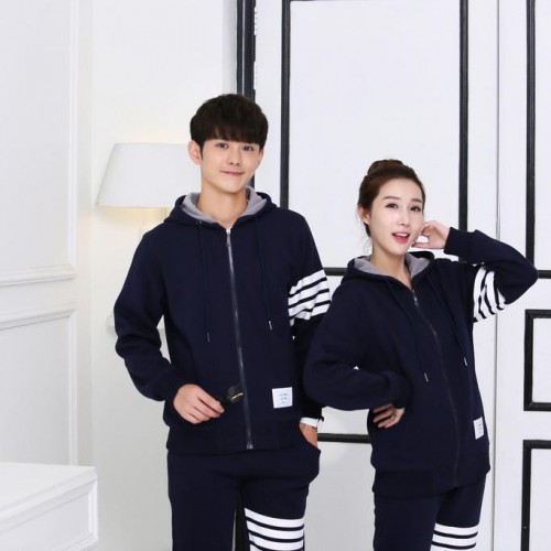 乔森时尚欧美街头复古四杠潮男开衫卫衣520克DIY卫衣班服印LOGO秋冬卫衣休闲工装图3