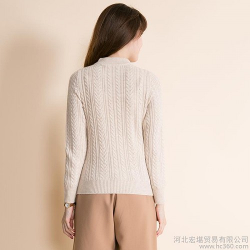 2016秋冬新款半高领加厚麻花羊绒衫女套头短款纯色毛衣针织打底衫图2