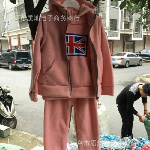 2015秋冬季童装卫衣三件套 加绒加厚卫衣套装 中大童卫衣套图2